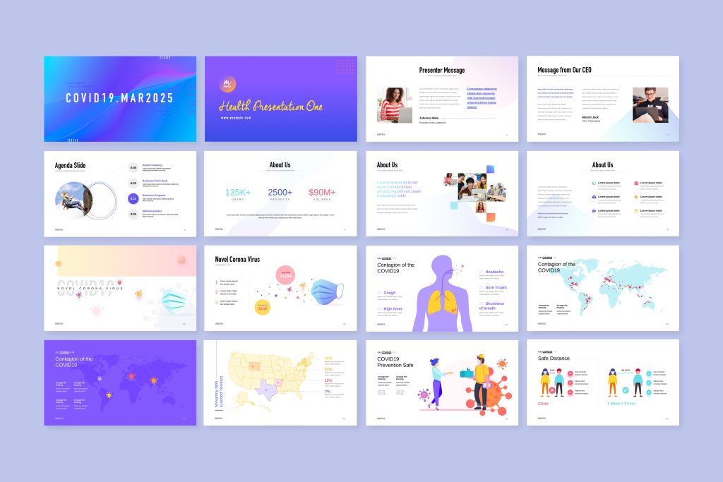 Novel Coronavirus COVID19 Infographic Presentation Template - Pixeliya